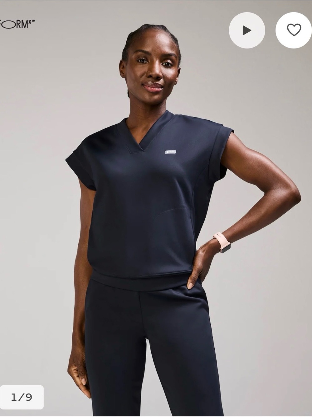 Figs Navy V-Neck FormX Sleeveless Mira Banded Scrub Top Size XS
